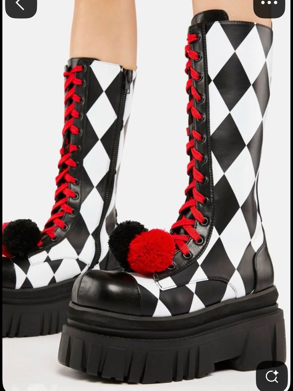 Trickz N' Treatz by Dolls Kill Harlequin Clown Platform Boots